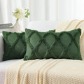 decorUhome Christmas Throw Pillow Covers 12x20 Inch Set of 2, Soft Plush Faux Fur Wool Lumbar Forest Elf Couch Pillow Covers, Decorative Neutral Pillow Cases for Bed Sofa Living Room Home Decor