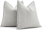 MIULEE Pack of 2 Light Grey Decorative Pillow Covers 18x18 Inch Soft Chenille Luxurious Couch Throw Pillows Farmhouse Cushion Covers with Elegant Design for Sofa Bedroom Living Room Home Decor