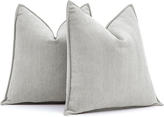 MIULEE Pack of 2 Light Grey Decorative Pillow Covers 26x26 Inch Soft Chenille Luxurious Couch Throw Pillows Farmhouse Cushion Covers Euro Shams with Elegant Design for Sofa Bed Living Room Home Decor