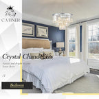 20” Modern Crystal Chandeliers, Chrome Round Chandeliers for Dining Room 3 Tiers 7 Lights Luxury K9 Crystal Ceiling Pendant Light Fixture for Foyer Bedroom Closet