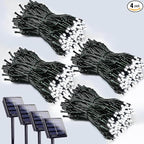 4 Pack 400 LED Solar String Lights for Outside, Solar Christmas Lights Outdoor with 8 Lighting Modes, Waterproof Green Wire Solar Powered Tree Light for Xmas Party Yard Garden Decorations (Cool White)