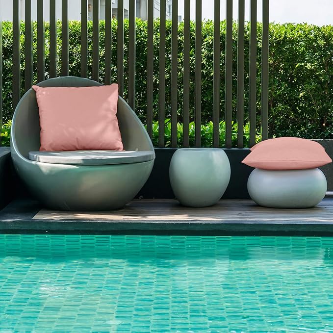 Boao 4 Pack Christmas Decorative Outdoor Waterproof Throw Pillow Covers Square Patio Balcony Garden Waterproof Cushion Case PU Coating Pillow Shell for Couch Bed Patio Sofa, 18 x 18 Inch(Pink)