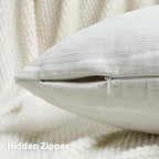 FUTEI White Chenille Decorative Throw Pillow Covers 16x16 Inch Set of 2,Soft Embossed Striped Textured Cushion Case,Modern Home Decor for Couch Bed Living Room
