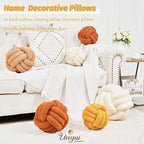 Uvvyui Knot Pillow Ball, Soft Home Decorative Pillows, Round Throw Pillow, Handmade Knotted Plush Pillow, Round Boucle Pillow Cushion (11 Inches Dark Yellow)
