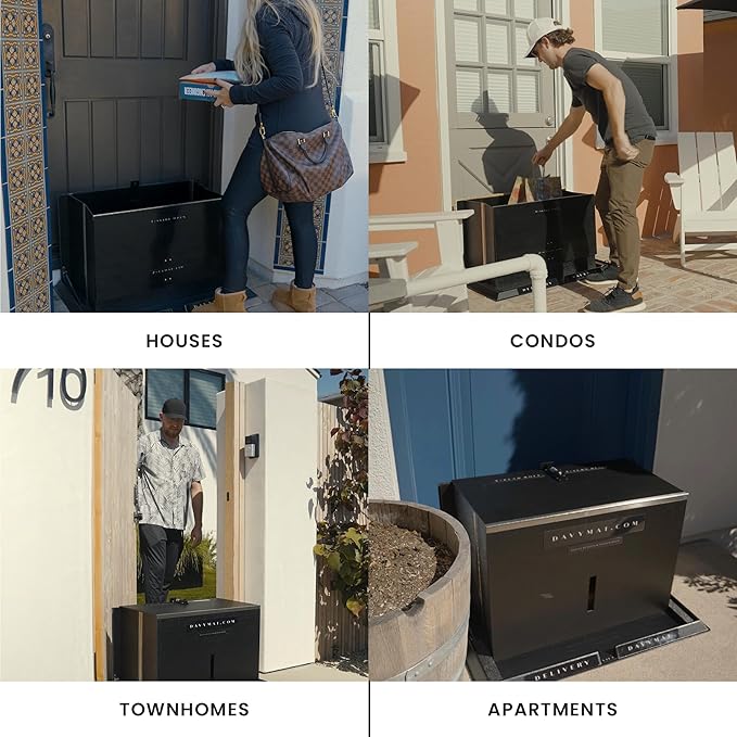 DAVYMAT ~ Transforming Doormat Package Locker/Anti-Theft Lockable Outdoor Parcel Safe/Secure Collapsible Porch Storage/Large 26x18x15" Capacity