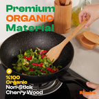 Riveira Cherry Wooden Spoons for Cooking Set of 3 – Natural Cherry Wooden Cooking Utensils, Wooden Spatula, Wooden Spoon - Premium Quality Wooden Utensil Set for Non-Toxic Cooking