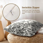 Vintage Flower Pillow Covers 22x22 Inch Set of 2 Black White Chinoiserie Floral Rustic Farmhouse Square Pillowcases Cotton Cushion Cover for Couch Patio Sofa Bed Home Decoration