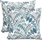Decorative Throw Pillow Covers Set of 2 Blue Green Small Leaves Pillow Covers 20x20 inch Soft Short Plush Square Floral Throw Pillows,Farmhouse Outdoor Pillow Covers for Couch Living Room