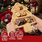 Christmas Serving Tray, Christmas Tree Charcuterie Board, Bamboo Divided Serving Platter Dish for Holiday Party Food Tray for Cheese Snack Fruit 12 x 8.7 x 0.6 Inches