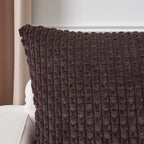 Kevin Textile Decorative Pillow Covers Set of 2 Striped Plush Corduroy Rectangle Lumbars Boho Home Decor Cushion Covers for Couch Sofa Bed Living Room 12x20 Inch, Coffee