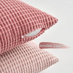 MIULEE Aesthetic Pink Home Decor Pillow Covers 18x18 Inch Set of 4 Romantic Sweet Soft Throw Pillows Coquette Room Decor Corduroy Couch Pillowcases for Sofa Livingroom Bed