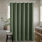66 Inch Dark Olive Green Shower Curtain Boho Luxury Aesthetic Decorative Linen Curtains for Hotel Bathroom Water Repellent Fabric Drapes with Hooks Sets 72x66 Inches Long Shabby Chic Shower Curtain