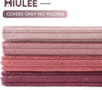 MIULEE Pack of 4 Purple Pink Corduroy Decorative Throw Pillow Covers 20x20 Inch Soft Boho Striped Pillow Covers Modern Farmhouse Home Decor for Winter Sofa Living Room Couch Bed