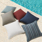 Outdoor Sunbrella Decorative Throw Pillow Covers Only, Pack of 4, 17"x17" & 20"x12" Water Repellent Replacement Lumbar Pillow Case for Patio, Couch, Sofa and Patio Furniture, Cast Shale