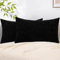 decorUhome Chenille Black Throw Pillow Covers 12x20 Inch Set of 2, Decorative Soft Couch Pillow Covers Solid Dyed Accent Velvet Farmhouse Neutral Rectangle Pillow Cases for Sofa Bed Living Room