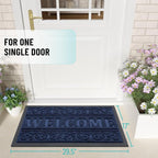 OLANLY Welcome Door Mat Indoor Outdoor Entrance, Heavy Duty Sturdy Front Door Mat, Waterproof All-Weather Doormat, Stain Resistant, Low Profile, Easy Clean Patio Entryway Mat, 36 x 24, Navy
