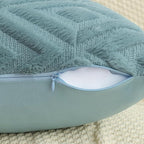 Pallene Light Teal Throw Pillow Covers 24x24 Set of 2, Soft Plush Faux Fur Decorative Couch Pillow Covers for Sofa Bed Living Room Pillow Cases with 3D Diamond Pattern