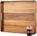 GinSent Wooden Serving Tray with Handles,Rustic Ottoman Tray for Kitchen Counter/Coffee Table/Living Room Decor,Versatile Tray for Party Picnic Barbecue