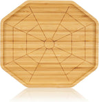 WILLKOMMEN Halloween Charcuterie Board, Spider Web Shaped Serving Tray, Bamboo Serving Platter 10" x 9" for Party Child Spooky Cheese Plate Appetizer Board for Snacks, Candy, Cookies