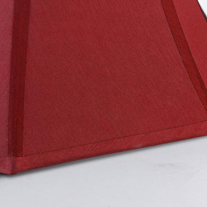 Wine Red Square Cute Lamp Shades Octagonal Faux Silk Lampshade Replacement Medium Lampshade 6.5×13×10.6IN(Spider) Vintage Lamp Shade for Table & Floor Lamp - Easy Assembly(Single)