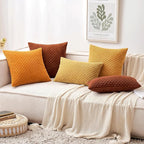 MIULEE Pack of 2 Decorative Throw Pillow Covers 18x18 Inch Soft Boho Striped Textured Corduroy Pillow Covers Modern Farmhouse Home Decor for Couch Bed Sofa Living Room Yellow