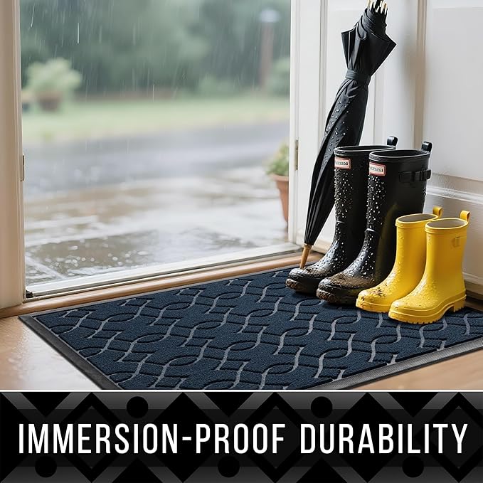 Yimobra Outdoor Mats for Front Door 29.5x17, All-Season Waterproof Doormat Outdoor Entrance, Heavy Duty Non-Slip Outside Door Mat for Garage Patio Proch Entryway Indoor, Blue