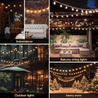 Outdoor String Lights 60ft LED Hanging Globe Patio Lights with G40 Shatterproof Bulbs(20+2 Bulbs), Waterproof Connectable Hanging Light for Indoor Outdoor Decor Garden Camping Backyard Porch