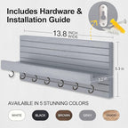 Key Holder Wall Mount, Entryway Mail Organizer with Shelf, Decorative Key Hanger with 7 Hooks Holds Leashes and Glasses, Includes Mounting Hardware (13.8” x 5.3” x 3.2”)