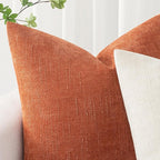 MIULEE Pack of 2 Fall Decorative Throw Pillow Covers Soft Chenille Throw Pillows Solid Textured Cushion Covers Home Decor for Couch Sofa Bedroom Living Room 18x18 Inch, Burnt Orange