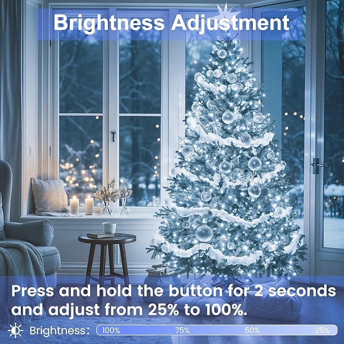2-Pack 66FT 200 LED Extendable White Christmas String Lights (Green Wire), Christmas Tree Lights with 13 Modes, Indoor Outdoor Plug in Fairy String Lights for Xmas Decor Party Garden (Cool White)