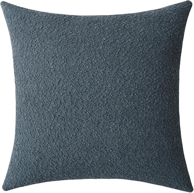 Jeneoo Grey Blue Decorative Square Thick Accent Throw Pillow Covers Fine Textured Boucle Couch Cushion Case for Sofa Decor, Set of 1, 24 x 24 Inch