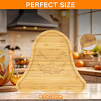 WILLKOMMEN Halloween Serving Tray, Ghost Shaped Charcuterie Board, Bamboo Serving Platter 10" x 9" for Party Child Spooky Cheese Appetizer Board Serving Plate Dishes for Snacks, Candy, Cookies