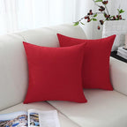 Jeneoo Decorative Christmas Red Throw Pillow Covers Rustic Farmhouse Square Linen Burlap Soft Comfy Solid Cushion Couch Cases for Sofa Living Room (Set of 2, 18 x 18 Inches)