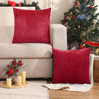 Simmore Decorative Throw Pillow Covers 26x26 Set of 2, Soft Natural Plush Flannel Double-Sided Fluffy Couch Pillow Covers for Sofa Living Room, Red