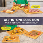 Glue-Free Surface™ Extra Large Bamboo Cutting Board Set – For Chopping Vegetables, Carving Meat, Slicing Bread, and Serving Cheese & Charcuterie for Safer Family Meal Prep – For Health Conscious Chefs