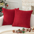 Kevin Textile Christmas Pillow Covers Pack of 2 Cushion Covers for Bedroom 20x20 Inch Burgundy Soft Corduroy Throw Pillow Cover with Stripes Machine Washable Pillowcase for Bedroom