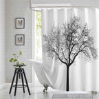Fabric Shower Curtain, Black Tree Plant Shower Curtains for Bathroom, Modern Decorative Bathroom Curtains, 72" W x 72" H