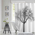 Long Fabric Shower Curtain, Black Tree Plant Shower Curtains for Bathroom, Modern Decorative Bathroom Curtains, 72" W x 78" H