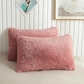 XeGe Faux Fur Dusty Pink Pillow Cases, Plush Shaggy Ultra Soft Fluffy Crystal Velvet Decorative Bed Pillowcases, Furry Fuzzy Pillow Shams with Zipper Closure, Set of 2 (King, Dusty Pink)