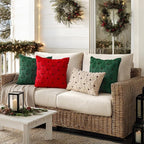 MIULEE Christmas Tree Decorative Pillow Covers Faux Fur Wool Throw Pillows Soft Plush Cushion Covers Set of 2 Xmas Home Decor Winter Holiday for Sofa Couch Livingroom Bed 12x20 Inch Dark Green