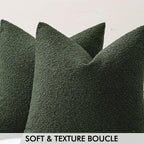 MIULEE Textured Boucle Throw Pillow Cover Christmas Dark Green Accent Solid Lumbar Pillow Case Decorative Soft Pack of 1 Couch Cushion Chair Sofa Bedroom Livingroom Home Decor,18x18 Inch