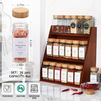 DWTS DANWEITESI 36 Pcs Glass Spice Jars - 4oz With Bamboo Lids, Empty Bottles With Labels, Kitchen Spice Jars With Shaker Lids