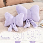 Lavender Bow Pillow, Soft Bow Decorative Pillows with Faux Rabbit Fur, Cute 12" Bow Throw Pillows, Aesthetic Home Decor Bow Shaped Plush Pillow for Bedroom Sofa Couch