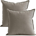 Jeanerlor Set of 2 Decorative 26"x26" Cotton Linen Chair Throw Pillow Case Green for Sofa Durable Classy, Comfortable Cushion Cover for Coffee Shop/Bar (65 x 65cm) Gray