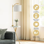 ROTTOGOON Floor Lamp with Table, End Table Lamp with Remote Control and Charging Station(USB & Type-C & AC Port), 4 Color Temperatures, Floor Lamps for Living Room, Bedroom and Home Office,Gold