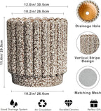 Ceramic Pots for Plants - 12 Inch Planter for Indoor Plants, Round Flower Pots with Drainage Hole, Large Ceramic Planter Outdoor, Porch Decor, Housewarming Gifts, Leopard Print White