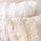 MADIZZ Pack of 2 Thick Plush Wool Throw Pillow Covers 20x20 Inch Beige Soft Neutral Decorative Throw Pillows Accent Boho Cushion Covers for Couch Sofa Bedroom Pillow Shell