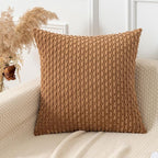 Kevin Textile Throw Pillow Covers Soft Corduroy Decorative Set of 2 Boho Striped Pillow Covers Pillowcases Farmhouse Home Decor for Couch Bed Sofa Living Room 24x24 Inch Khaki