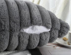 PANOD Faux Fur Decorative Lumbar Throw Pillow Covers 14 x 36,Plush Long Boho Lumbar Pillow Covers Pillow Case Cushion Case for Bed Sofa Farmhouse Livingroom,Grey
