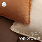 Foindtower Set of 2 Decorative Linen Fringe Throw Pillow Covers Cozy Boho Farmhouse Cushion Cover with Tassels Soft Accent Pillowcase for Couch Sofa Bed Living Room Home Decor, 18×18 Inch, Orange